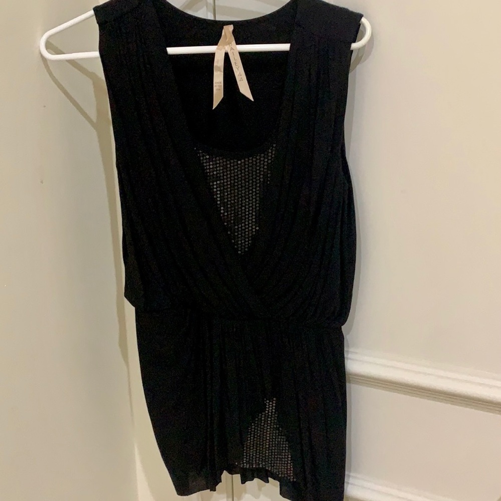 Bailey 44 black sequin soft rayon/spandex top Sz S